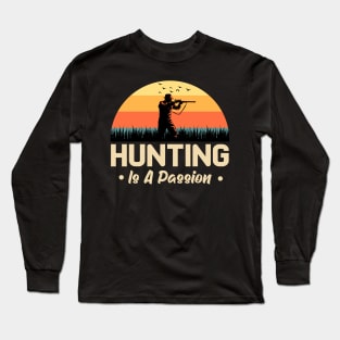 Hunting Passion Hunter Retro Sunset Long Sleeve T-Shirt